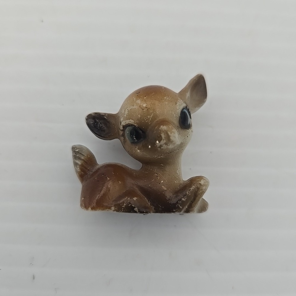 Vintage Anthropomorphic Kitsch Deer Figurine Plastic Woodland Theme 1.25" Miniat